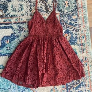 Main Strip A Line Lace Dress with Double Ruffle